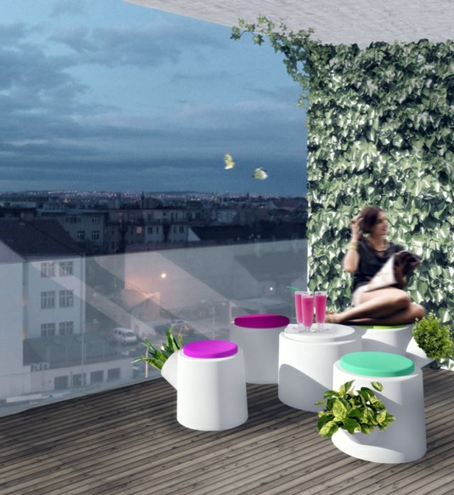Ghivece de flori taburet tabel băuturi delicioase Taburet tabel băuturi delicioase balustradă din sticlă