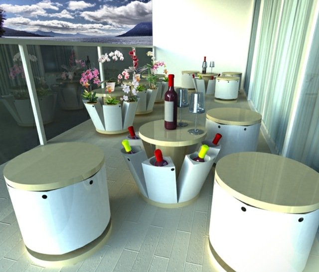 mobilier de terasă modern suport pentru sticle de vin ghivece de flori Mobilier balcon suport pentru sticle de vin ghivece de flori scaun
