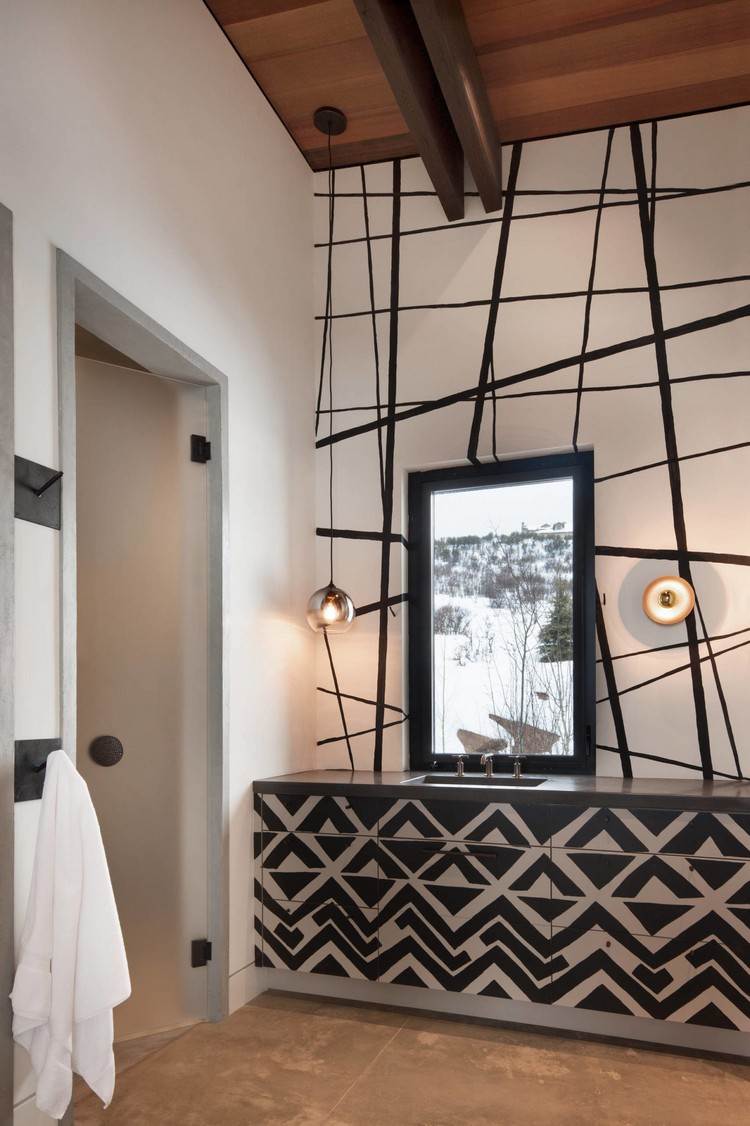 vanitate design negru alb modern abstract