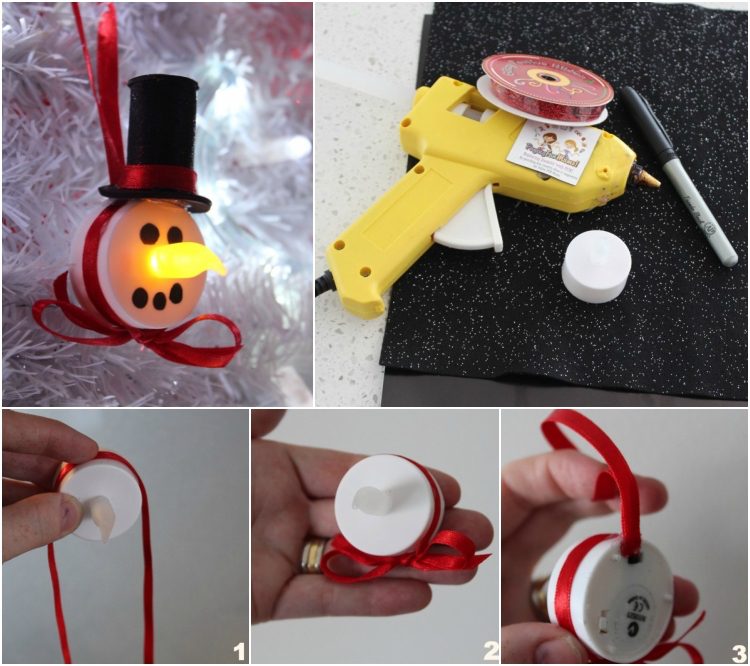 suveniruri Crăciun idei originale bricolaj decorațiuni de Crăciun led tealight om de zăpadă