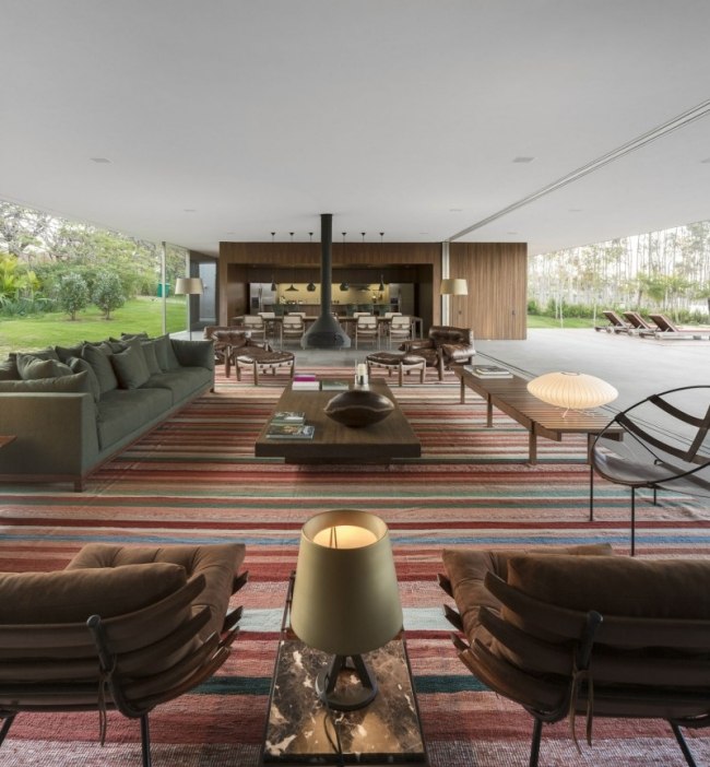 Living în aer liber-șemineu-Casa Lee-Brazilia Sao Paolo