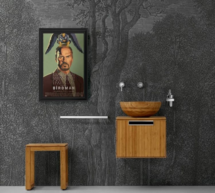 soluții creative pentru fiecare baie cu o notă modernă mobilier-baie-bambus-modern-chiuvetă-chiuvetă-rotund-scaun-dispenser săpun