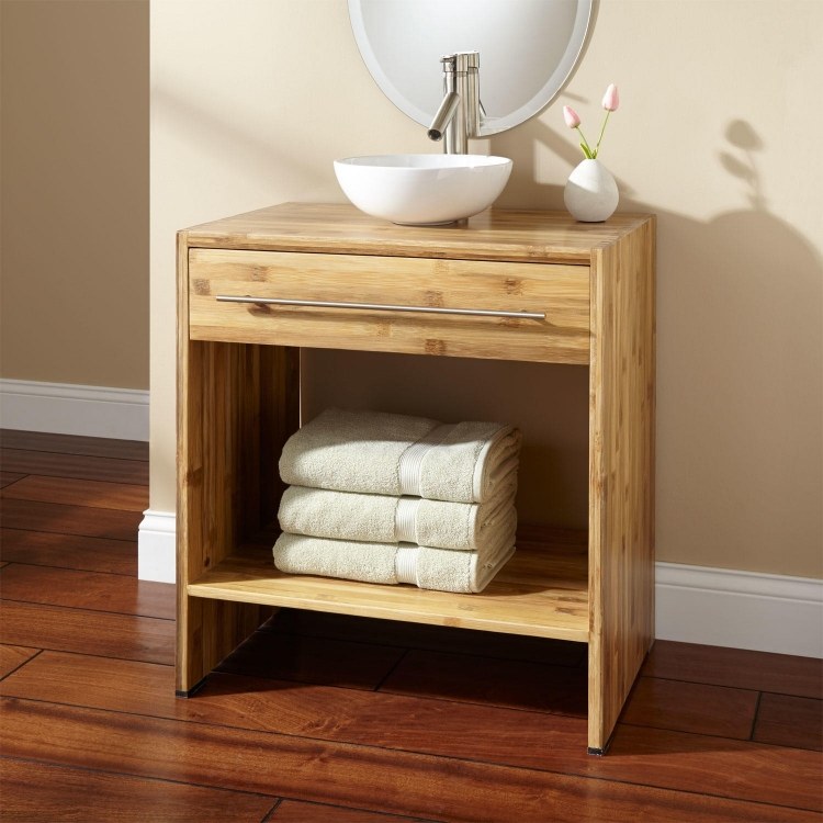 Vanitate din bambus cu spațiu de depozitare pentru prosoape mobilier de baie-bambus-modern-vanitate-depozitare-raft-blat-lavoar-alb-robinet