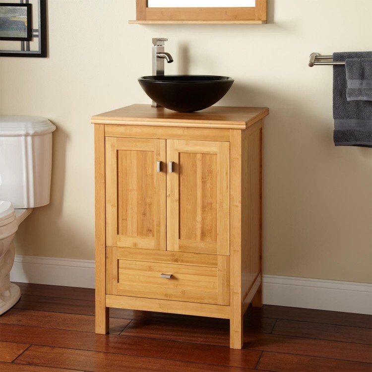 Mobilier cu dulap din bambus și chiuvetă neagră mobilier-baie-bambus-idei-moderne-vanitate-dulap-dulap-usi-blat-lavoar-oval-negru
