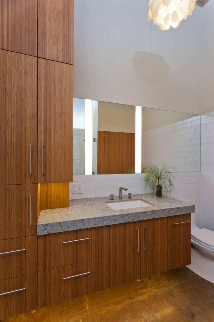 mobilier nobil și de înaltă calitate pentru baie din bambus mobilier-baie-bambus-modern-vanitate-unitate-simpla-oglinda-perete-lampa-gaura