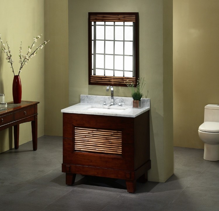 design clasic de baie set în culoare închisă din bambus mobilier-baie-bambus-vanitate-moderna-vanitate-marmura-inchisa-vanitate-oglinda-de-sus