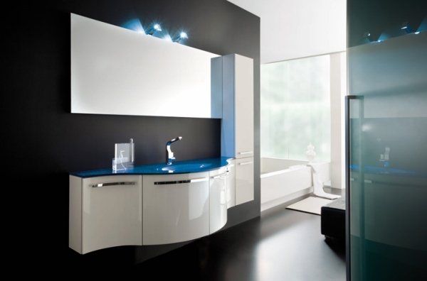 Mobilier design lavoar linie curbată albă