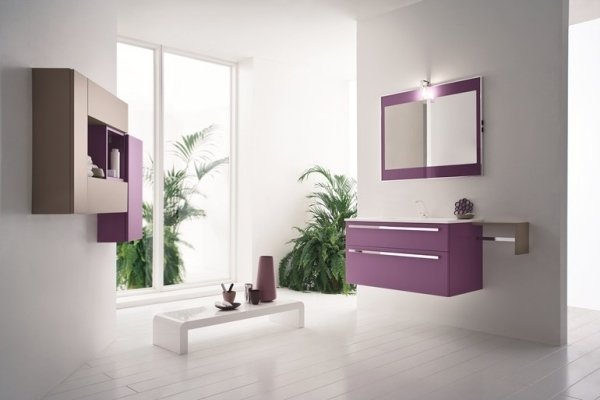 Mobilier de baie violet decor modern vanitate design