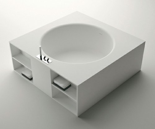 Spațiu de depozitare pentru cadă rotund alb