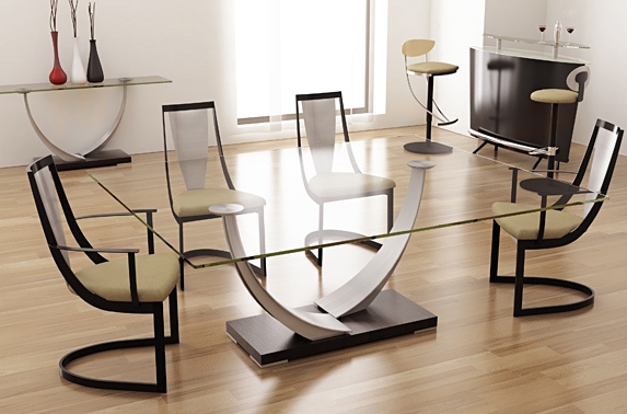 Mobilier modern pentru sufragerie Masă de luat masa Elite blat din sticlă