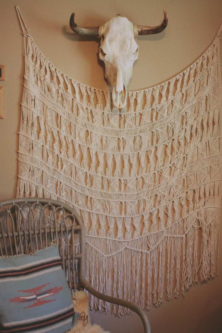 Perdele și coarne moderne de croșetat ca decor de perete în stil hippie perdele de croșetat-modern-romantic-hippie-perete-decor-macrame-coarne