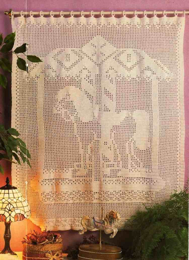 Ideea Kreatibve - închide un model croșetat ca decor de perete croșetat-perdele-moderne-romantice-perete-culoare-roz-perdea-perdea-decor-ferigă
