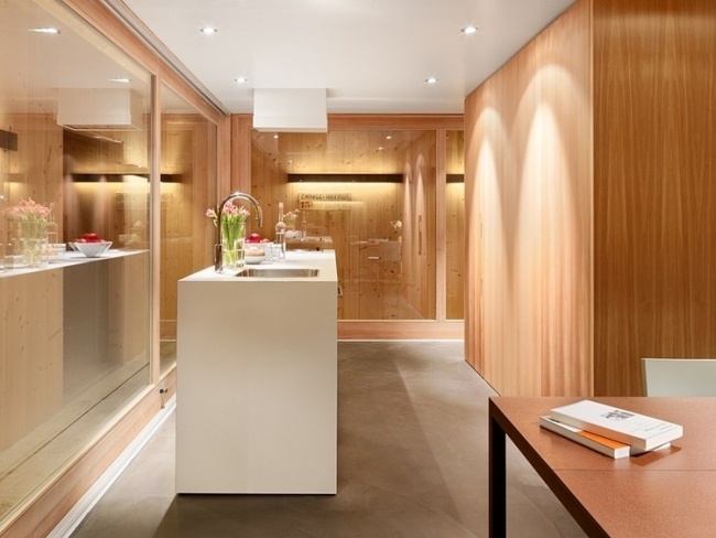 insulă de bucătărie albă convertită cabană modernă de munte în Elveția