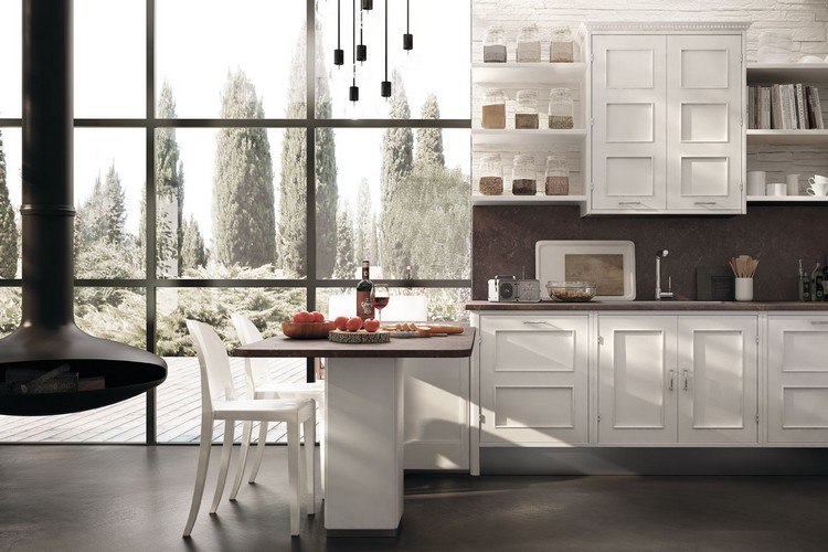 Combinație masă-peninsulă bucătărie-modernă-masă-stil-rustică-masă-peninsulă