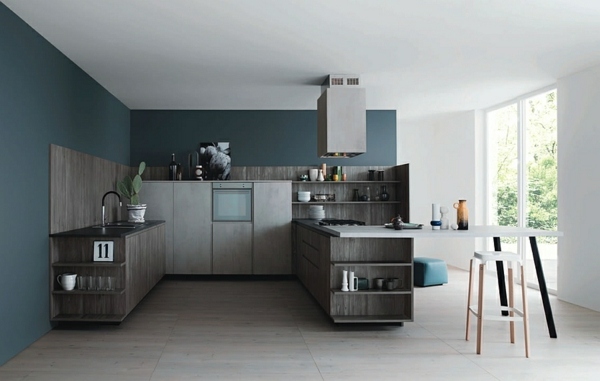 Bucătărie modernă în pereți gri în formă de U U-formă-design-bucătărie-stil-în-gri