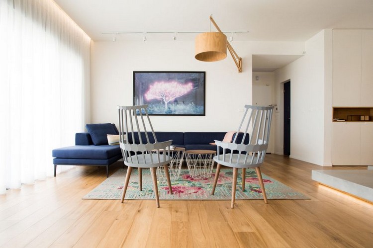 bucătărie-deschis-modernă-living-lampă-din-lemn-parchet-parchet