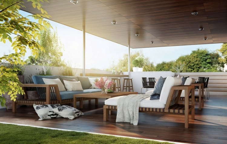 Idei de terasă - mobilier modern din lemn idei terasa acoperis-lemn-mobilier gradina-podea-parchet