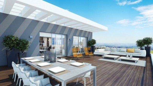 acoperiș terasă podea din lemn zonă de luat masa lounge vizualizare terasă pe acoperiș-podea din lemn-zonă de luat masa-vizualizare lounge
