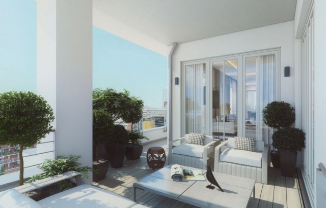 balcon gri deschis mobilier de designer ecran de confidențialitate plante balcon-gri-deschis-mobilier-designer-confidențialitate-plante-de-protecție