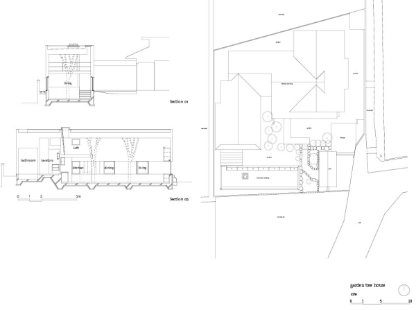 casa gradina copac construit plan arhitectural casă grădină construită în jurul planului arhitecturii copacilor