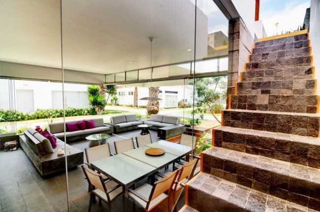 scări gresie piatră casa seta design casă rezidențială cu terasă pe acoperiș