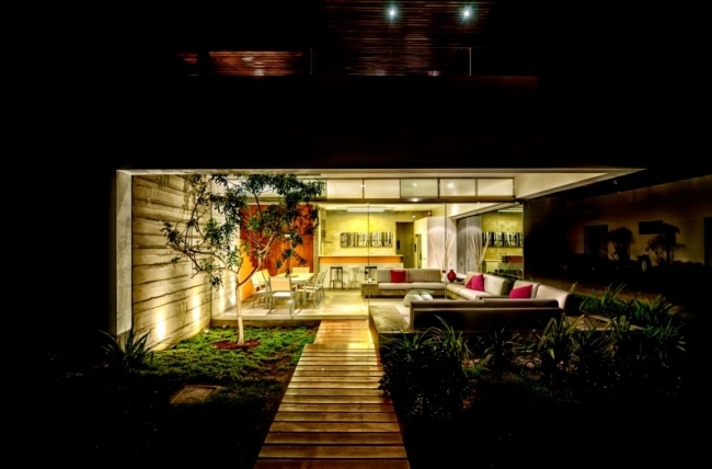 ușă glisantă sticlă casa seta design casă rezidențială cu terasă pe acoperiș