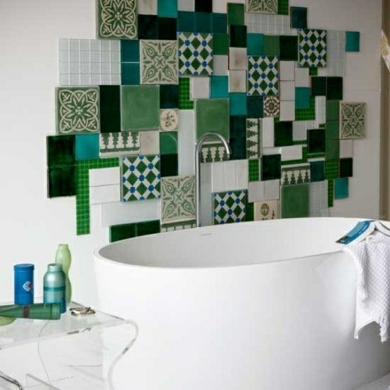 Baie-gresie-verde-decorare perete-fă-o singur Baie-gresie-verde-decorare perete-fă-o singur