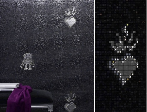 Gresie Bisazza-negru Swarovski Placi Bisazza-cristal Swarovski negru