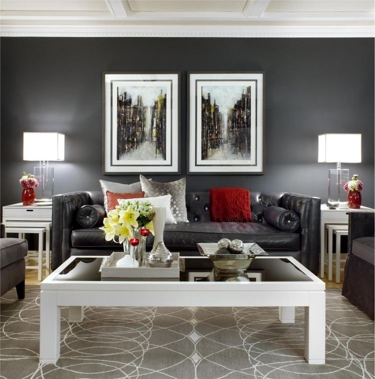design interior modern conform Feng Shui în negru Mobilier camera de zi Feng Shui - imagini negre-covor-pernă-masă de cafea-lampă de masă