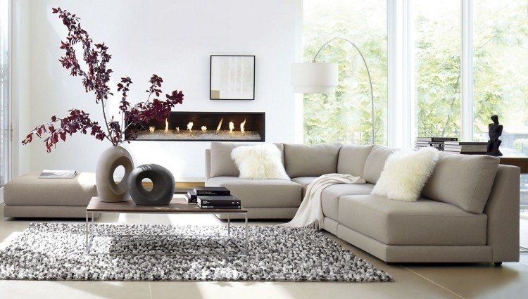 Proiectați camera de zi în conformitate cu Feng Shui în gri feng-shui-living-mobilier-covor-gri-colt-canapea-lampa-de-citit-fereastra-armonioasa-luminoasa-perna-pufoasa