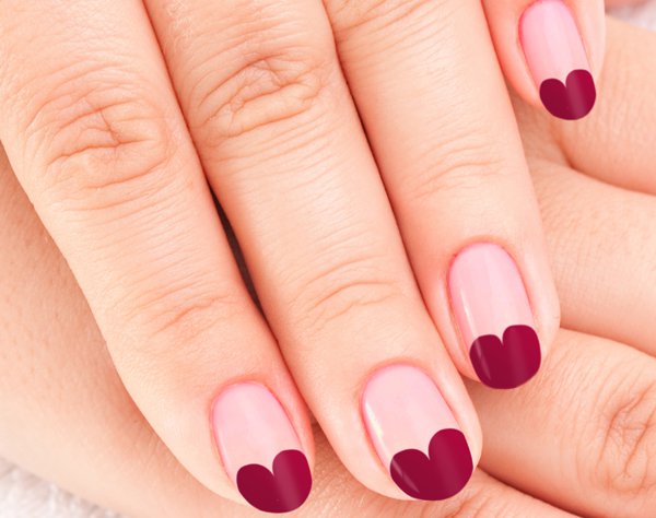 frumos design de unghii în formă de inimă idee pentru Ziua Îndrăgostiților Idei de proiectare a unghiilor - Ziua Îndrăgostiților - margine de unghii - în formă de inimă