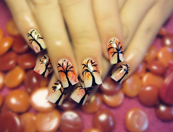 Idei de design pentru unghii pentru motive pentru toamnă Nail art-design-toamnă-timp-motive-frunze-colorate