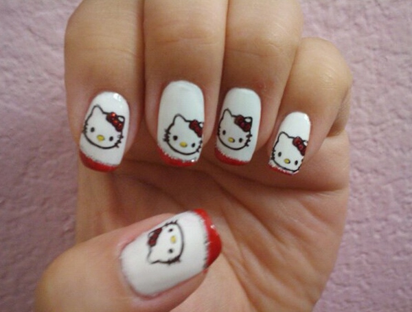Hello Kitty motive pe ideile unghiilor Nail-art-design-Hello-Kitty-motive-la-stil