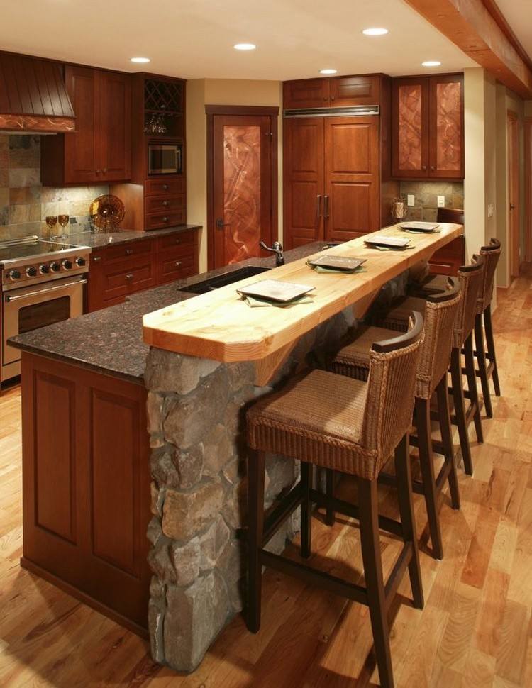 Blat de bucătărie din piatră cu placă de lemn piatra naturala-bucatarie-bucatarie blat contra-lemn