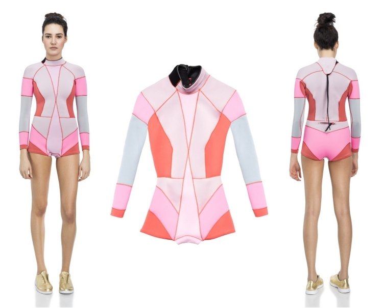Costum de blocare a culorii în nuanțe de roz costum de neopren-femei-shorty-color-blocare-nuanțe-roz