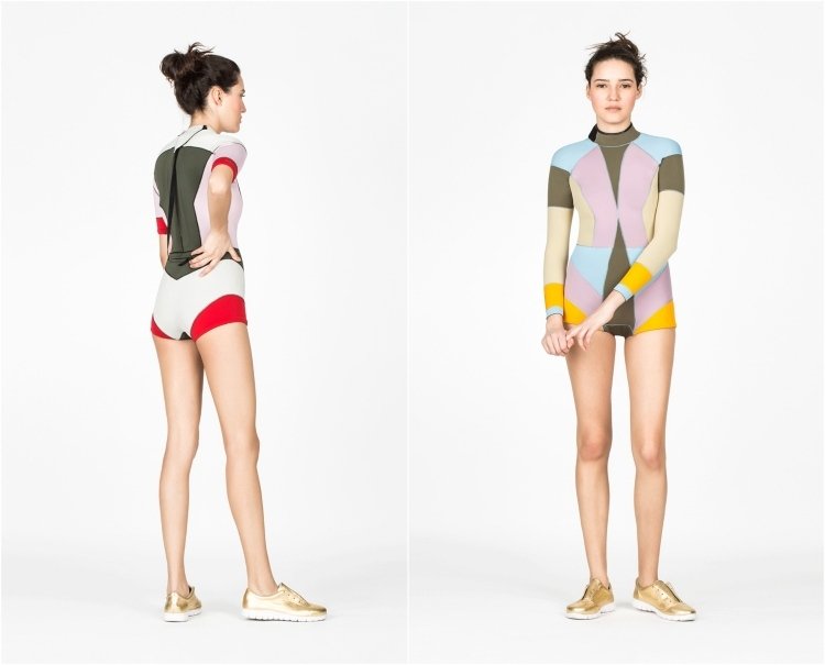 costume scurte de neopren în culori de blocare a culorilor costum de baie-femei-shorty-colorblocking-color-shorty