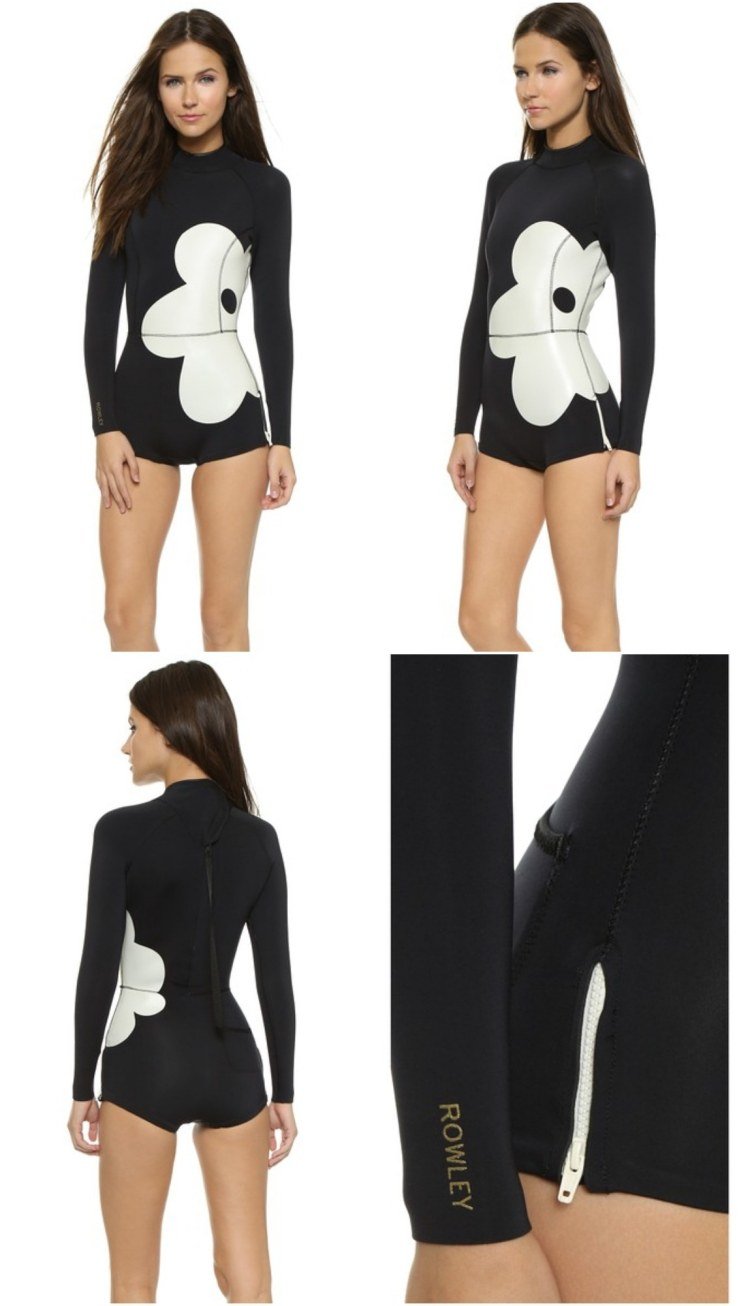costum negru cu mâneci lungi și motiv floral costum de baie-femei-cu-mâneci-scurte-cu-mânecă-lungă-negru-alb-motiv-floare
