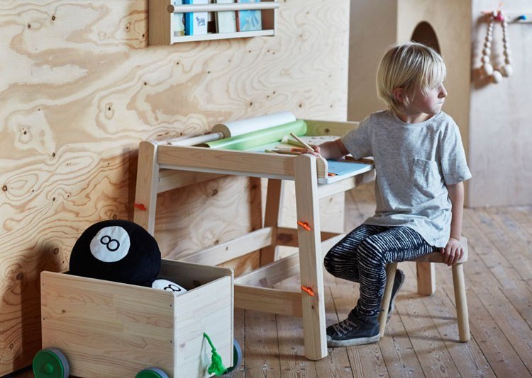 Mobilier pentru copii Ikea - birou pentru copii reglabil la trei înălțimi Mobilier pentru copii Ikea-lemn-colecție-nouă-mese-cutii-spațiu de depozitare pentru copii