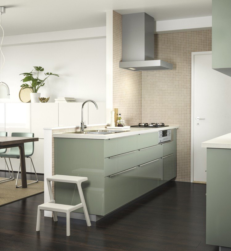 Uși Kallarp blat de lucru verde alb lucios