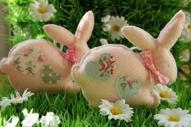 Iepuraș de Paște ambarcațiuni idei drăguț cusut țesătură originală Idei drăguț țesătură originală cusut bucle inimi