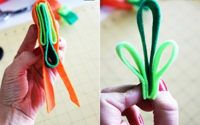 Ghirlandă din pâslă de morcov Instrucțiuni de elaborare a ideilor Faceți instrucțiuni pentru idei de ghirlande pasul 3