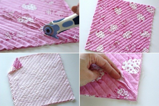 Iepuraș de Paște confecționând țesătură de culoare roz pernă Artizanat tesatura culoare roz cusut perna