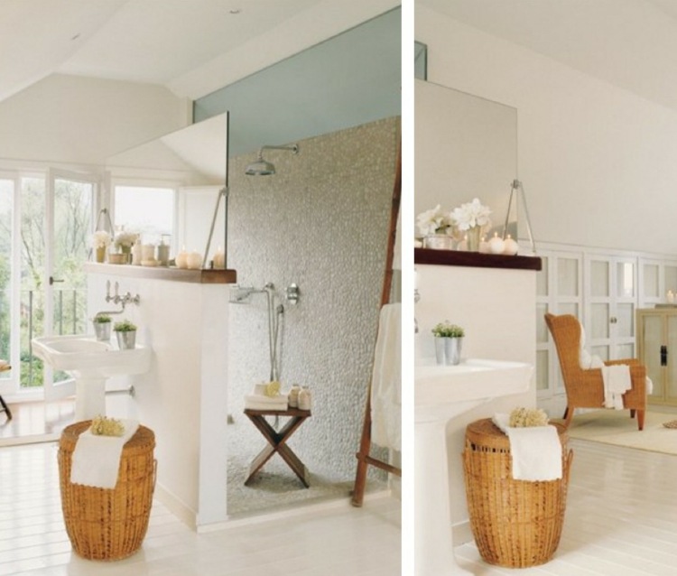 pietricele mozaic design compartiment chiuveta perete duș deschis