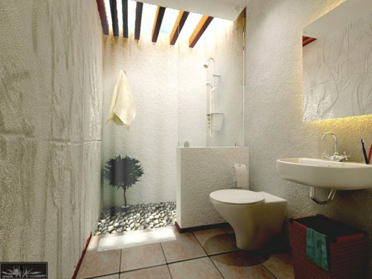 fereastră baie grinzi tavan deschis duș proiectare perete despărțitor jumătate