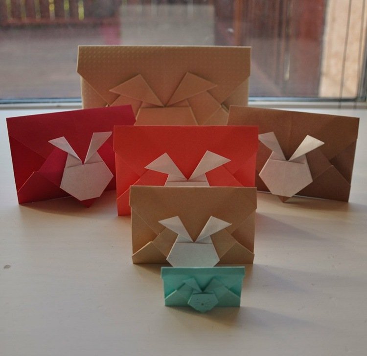 Încântați prietenii și rudele cu plicul origami iepure origami plicuri colorate roșu portocaliu bej albastru