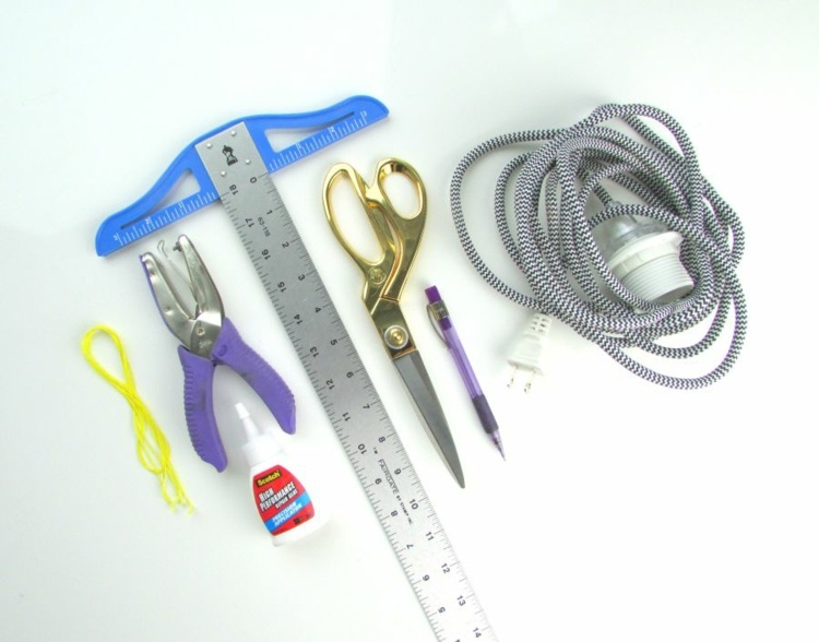 Obțineți aceste materiale pentru lampă lampă origami materiale instrumente riglă cablu soclu foarfece lipici