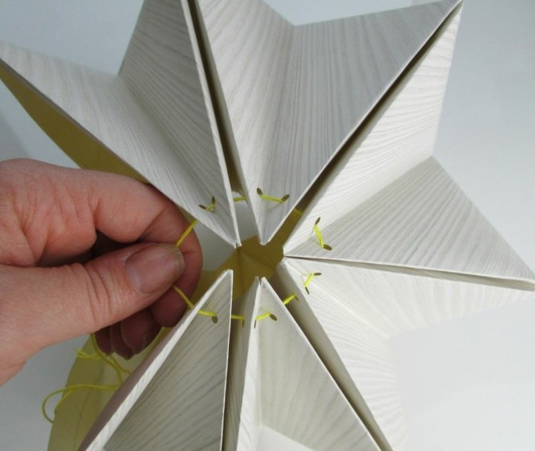 Lampă origami cu o gaură pentru cablu lampă origami cravată cordon galben în formă de stea hubesch