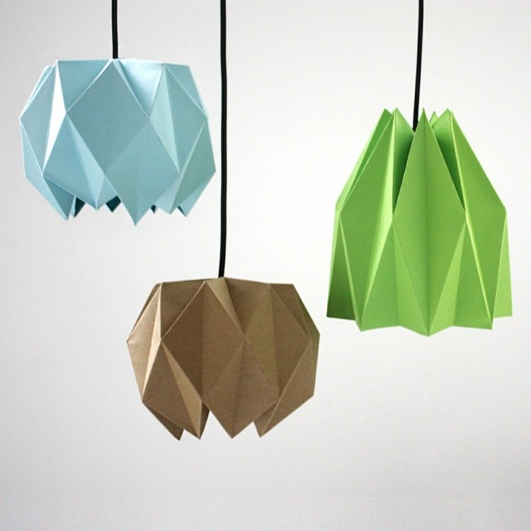 Faceți lămpi colorate lampă-origami abajururi colorate verde albastru maro lumină plată