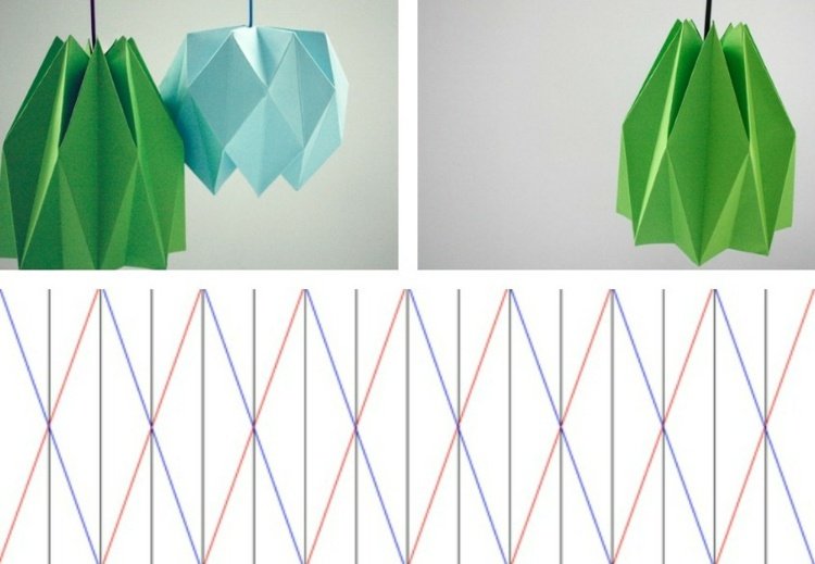 Lămpi cu formă alungită lampă-origami verde alungit design instrucțiuni de pliere model