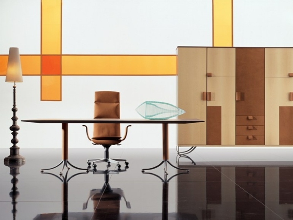 Birou modern din lemn din oțel inoxidabil Birou modern din oțel inoxidabil portocaliu cu design de perete